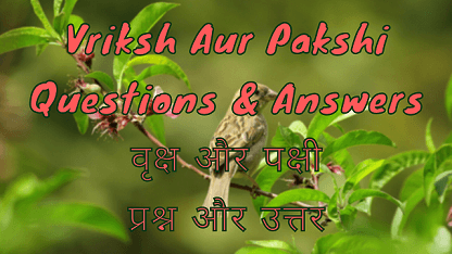 Vriksh Aur Pakshi Questions & Answers वृक्ष और पक्षी प्रश्न और उत्तर