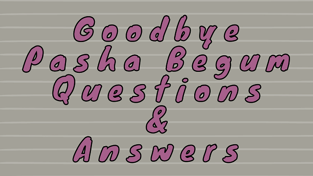 Goodbye Pasha Begum Questions & Answers