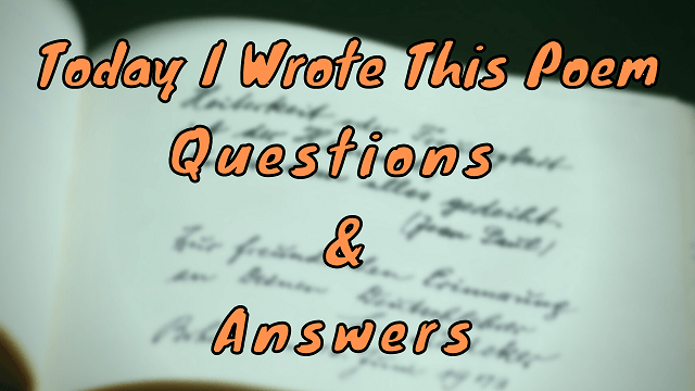 Today I Wrote This Poem Questions & Answers