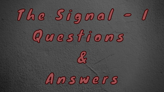 The Signal - I Questions & Answers