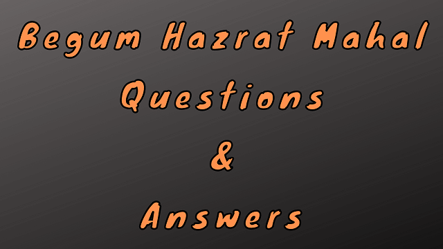 Begum Hazrat Mahal Questions & Answers