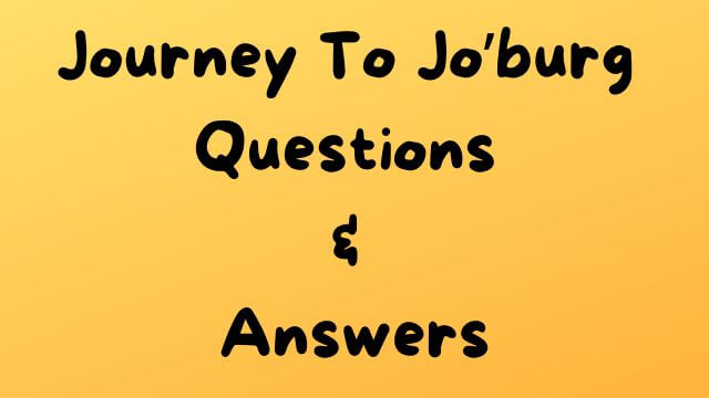 Journey to Jo’burg Questions & Answers